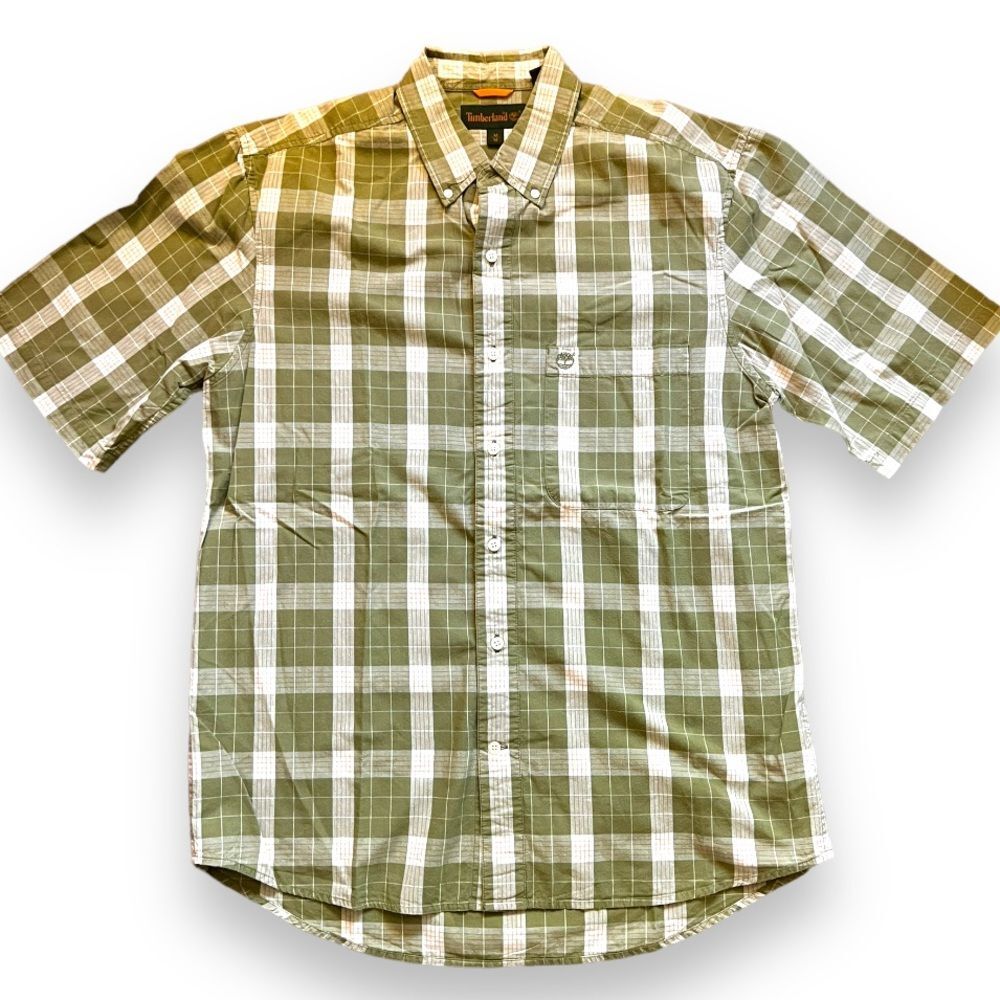 Timberland Men’s Short Sleeve Plaid Button Down Shirt Size medium